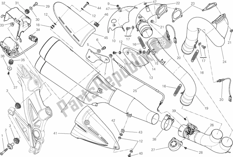 Toutes les pièces pour le Système D'échappement du Ducati Diavel Cromo Brasil 1200 2013